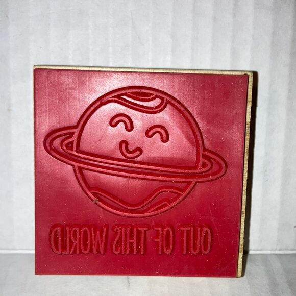 CRAFT SMART Out of This World Earth Wood Mounted Rubber Stamp 2.5 x 2.5 inches - Picture 3 of 7
